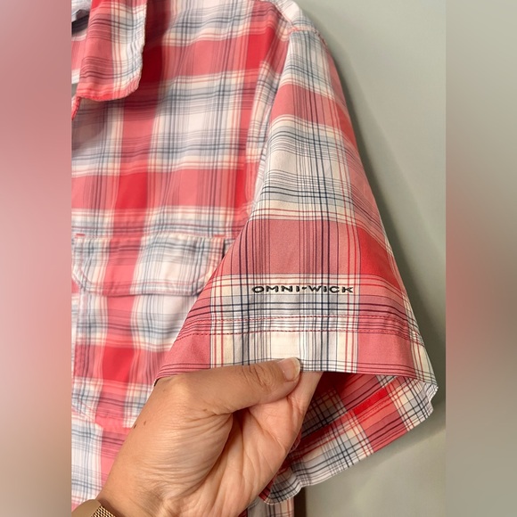 Columbia Omni-Wick Outdoor Button-down Shirt Red Blue Grey Plaid‎ Large - Picture 4 of 8